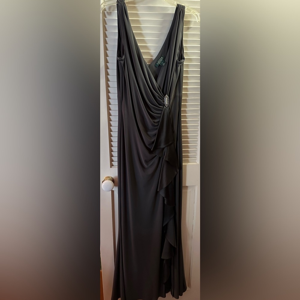 Lauren Ralph Lauren steel gray gown
